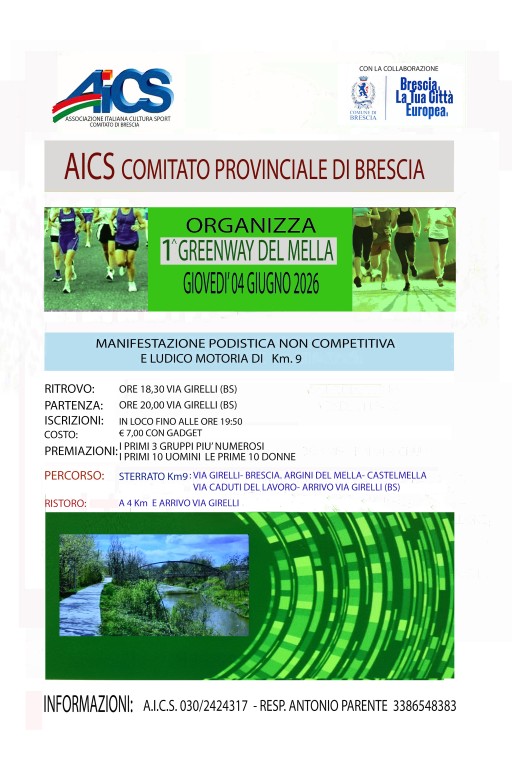 locandina per 1^ GREENWAY DEL MELLA GIOV. 04/06/2026